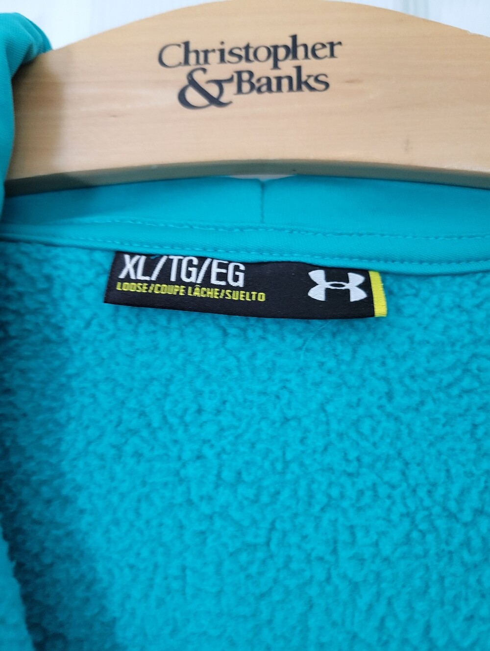 Under Armor Women's Teal Zip Up Hoodie Size XL - Picture 3 of 7